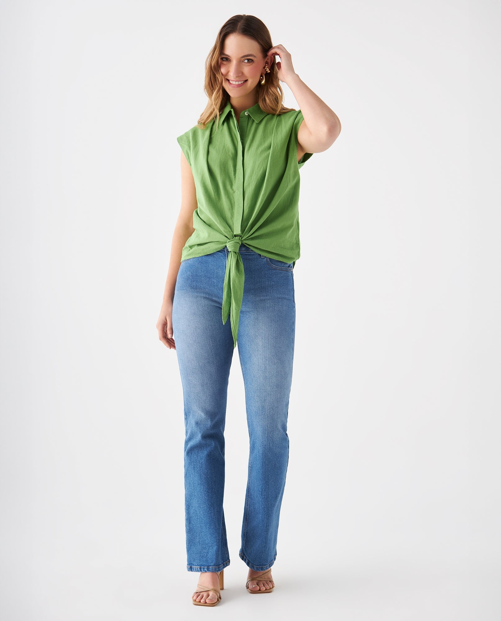 Camisa manga sisa para mujer - Verde 34_619F097_VER170330_5