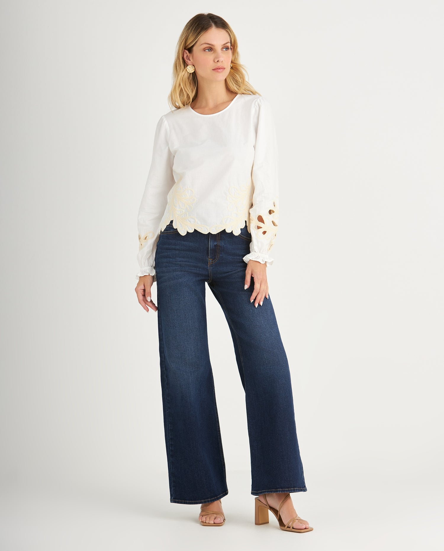 Camisa con detalles bordados para mujer - Crudo