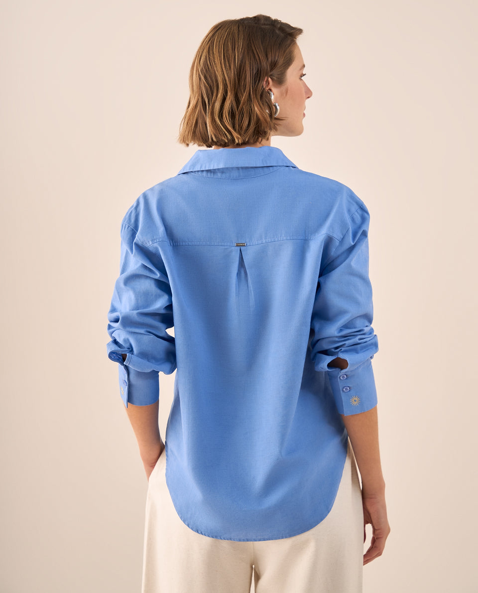 Camisa Azul con Bordados Dorados en Puños - Azul 34_619G008_AZU173936_5
