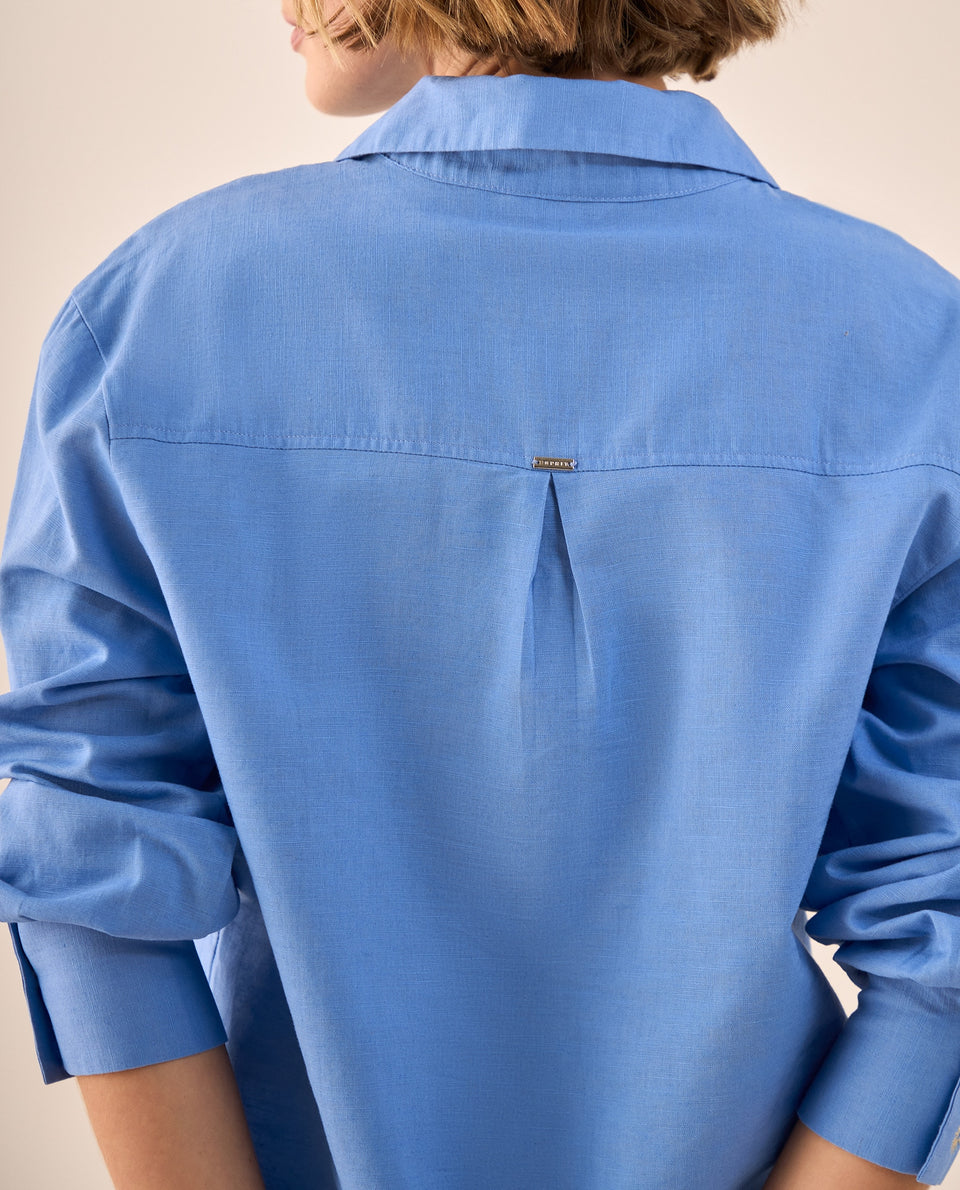 Camisa Azul con Bordados Dorados en Puños - Azul 34_619G008_AZU173936_6