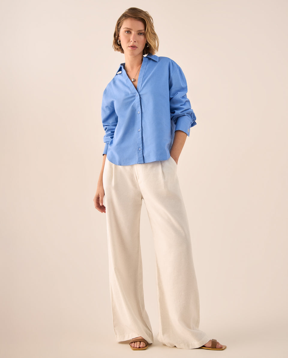 Camisa Azul con Bordados Dorados en Puños - Azul 34_619G008_AZU173936_7
