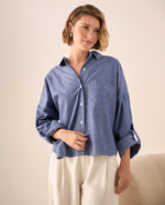 Camisa Oversized Rayas Azul - Azul