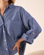 Camisa Oversized Rayas Azul - Azul