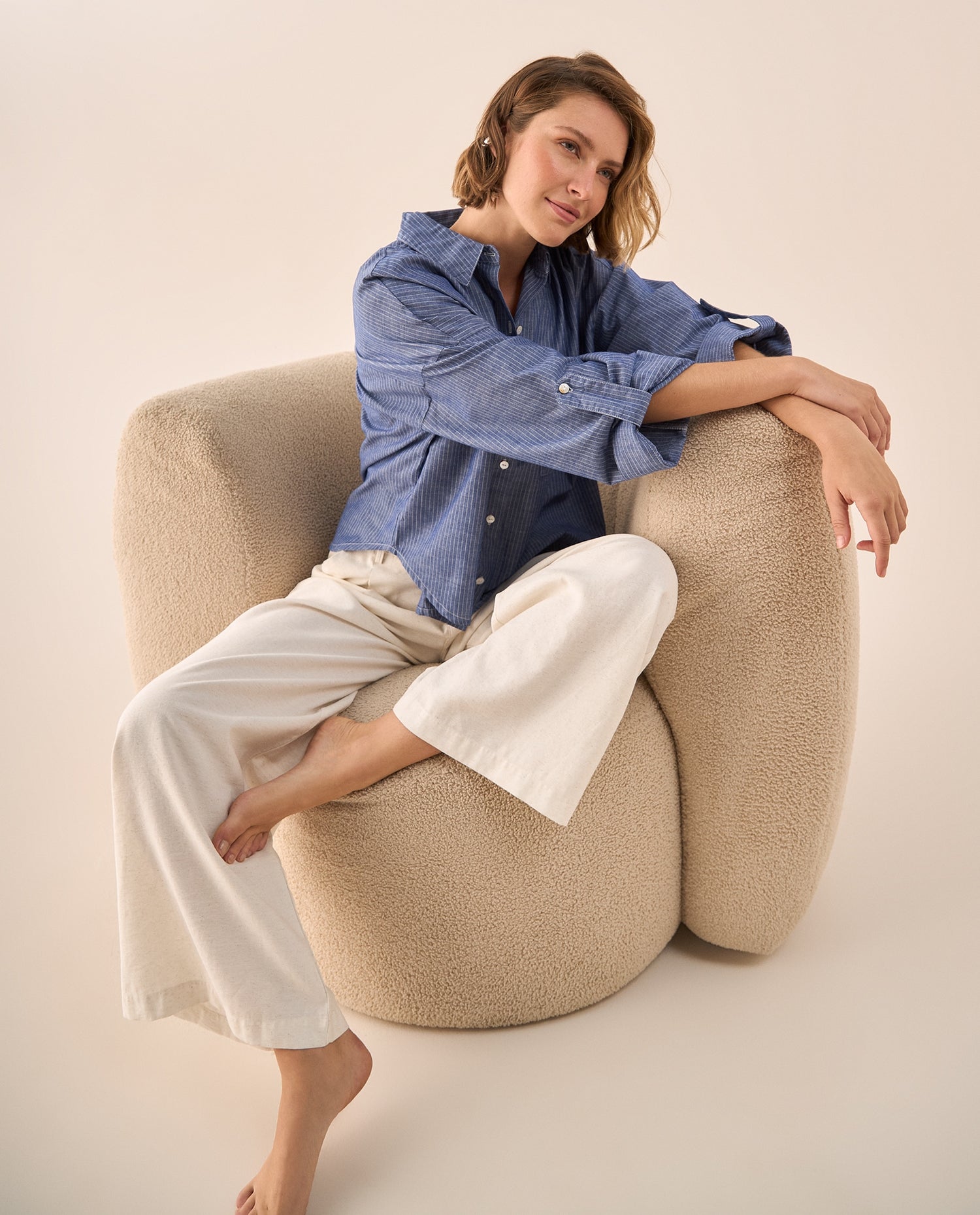 Camisa Oversized Rayas Azul - Azul