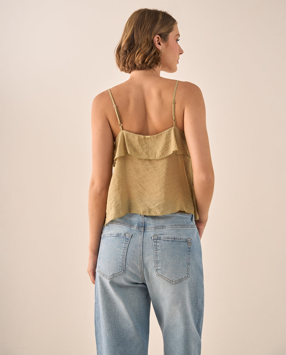 Blusa Beige con Volantes y Botones Nacarados - Beige 34_619G022_BEI161110_4