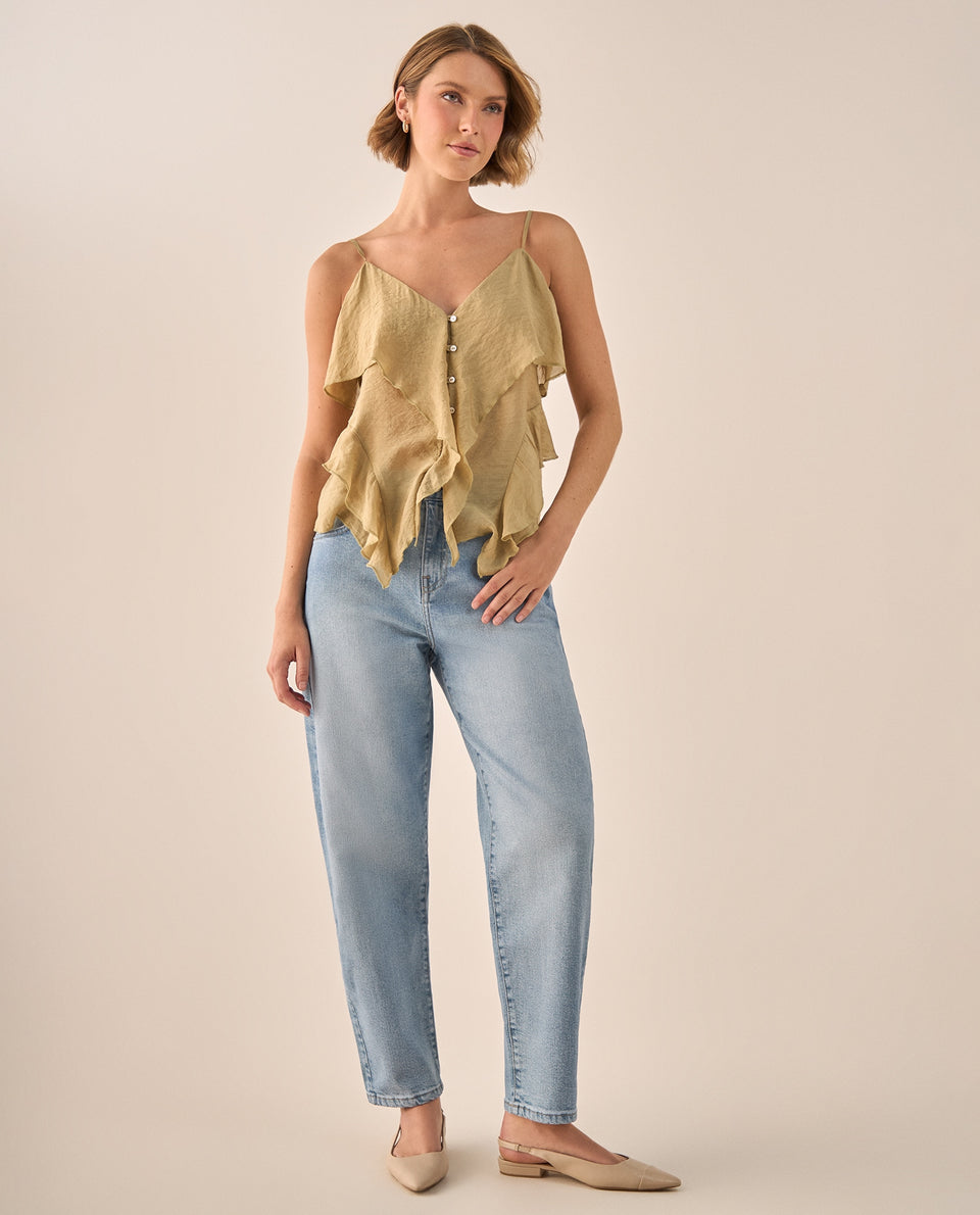 Blusa Beige con Volantes y Botones Nacarados - Beige 34_619G022_BEI161110_5