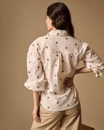 Camisa Estampada Flores Pequeñas Manga 3/4 - Crudo