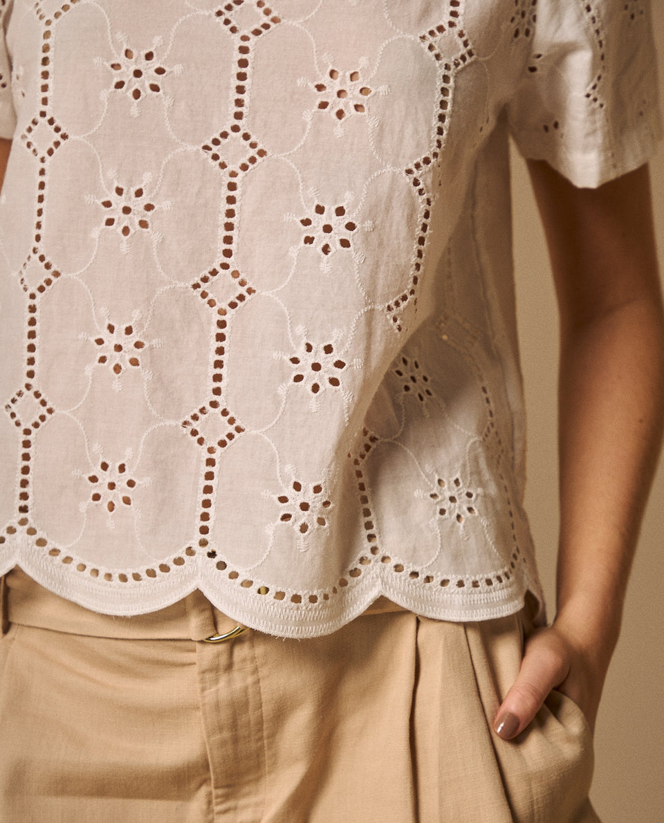 Camisa Bordado Inglés con Detalles Calados - Crudo 34_619G040_CRU114201_3