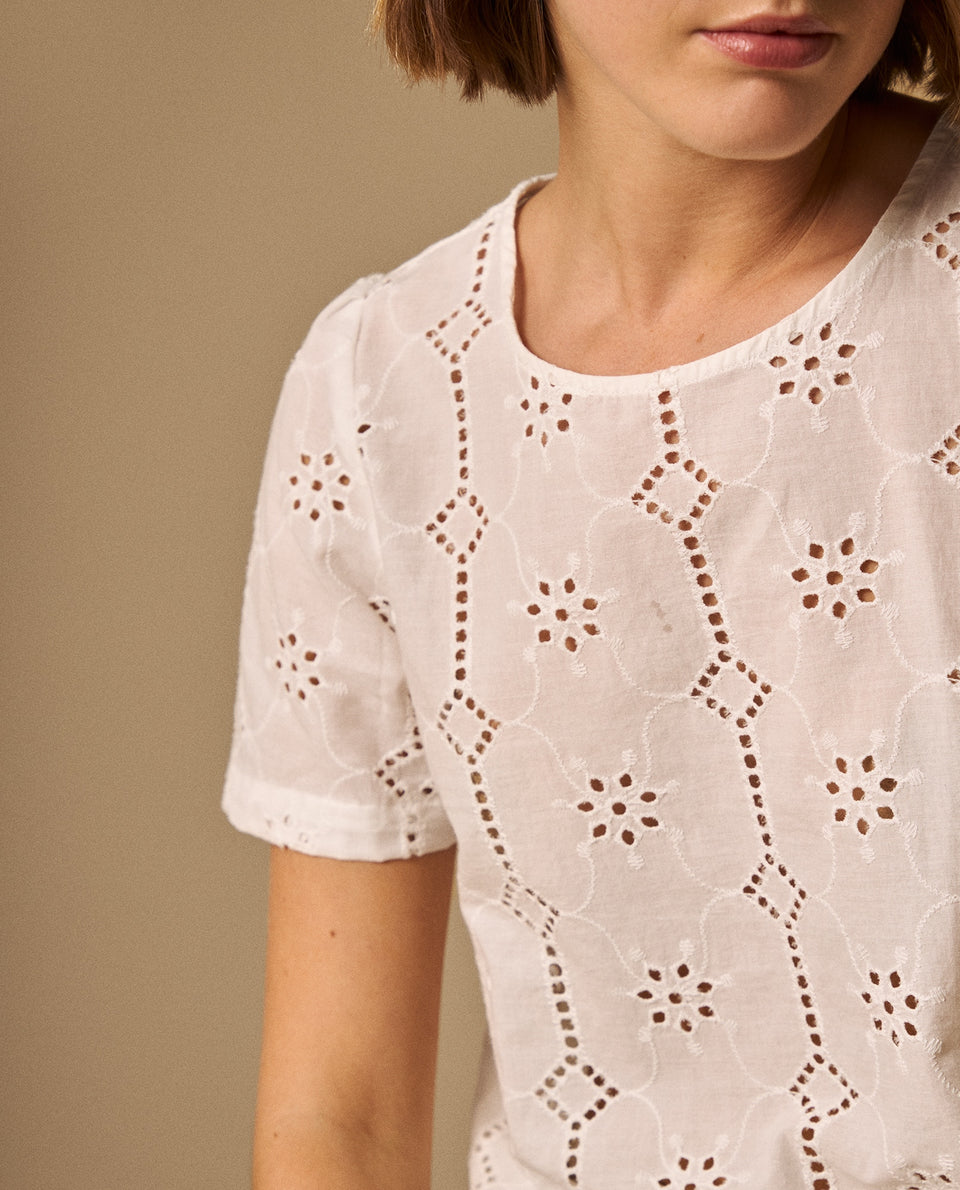 Camisa Bordado Inglés con Detalles Calados - Crudo 34_619G040_CRU114201_4