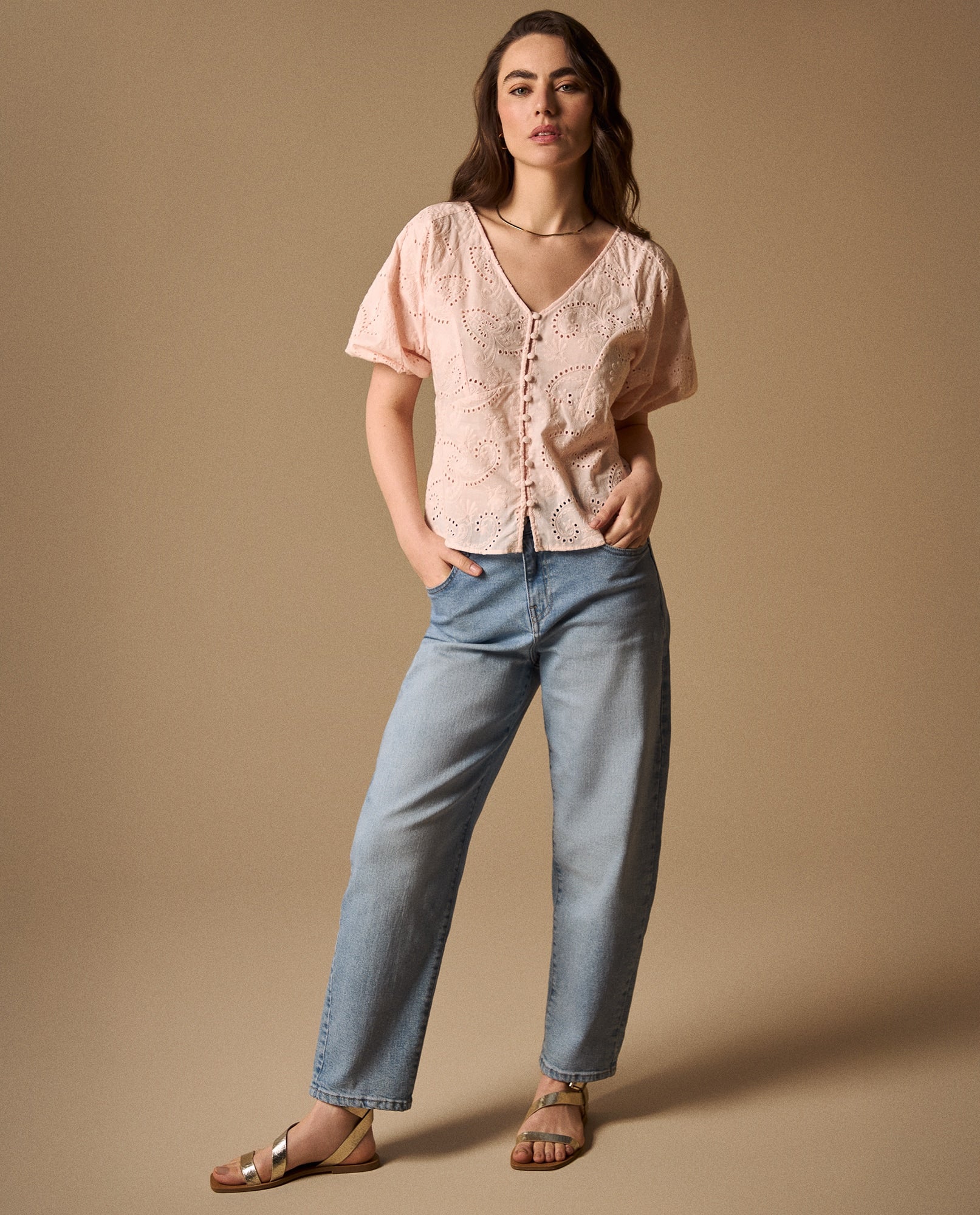 Camisa Rosa con Bordados Calados Artesanales - Rosa 34_619G041_ROS121106_5