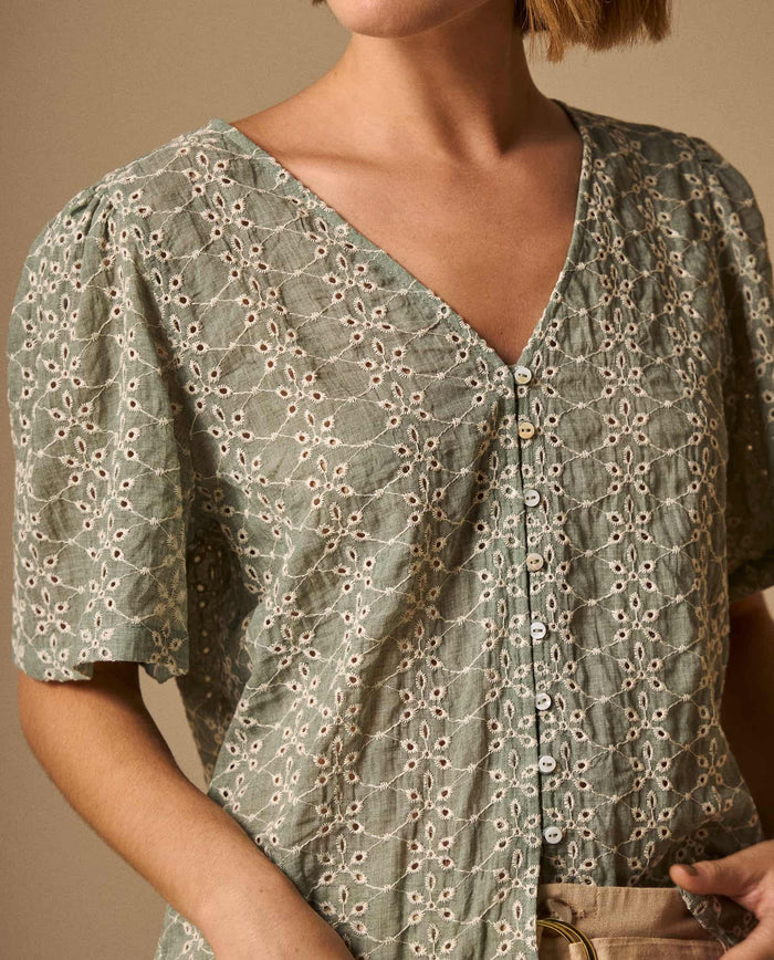 Camisa Bordada con Detalles Artesanales - Verde 34_619G046_VER176009_3
