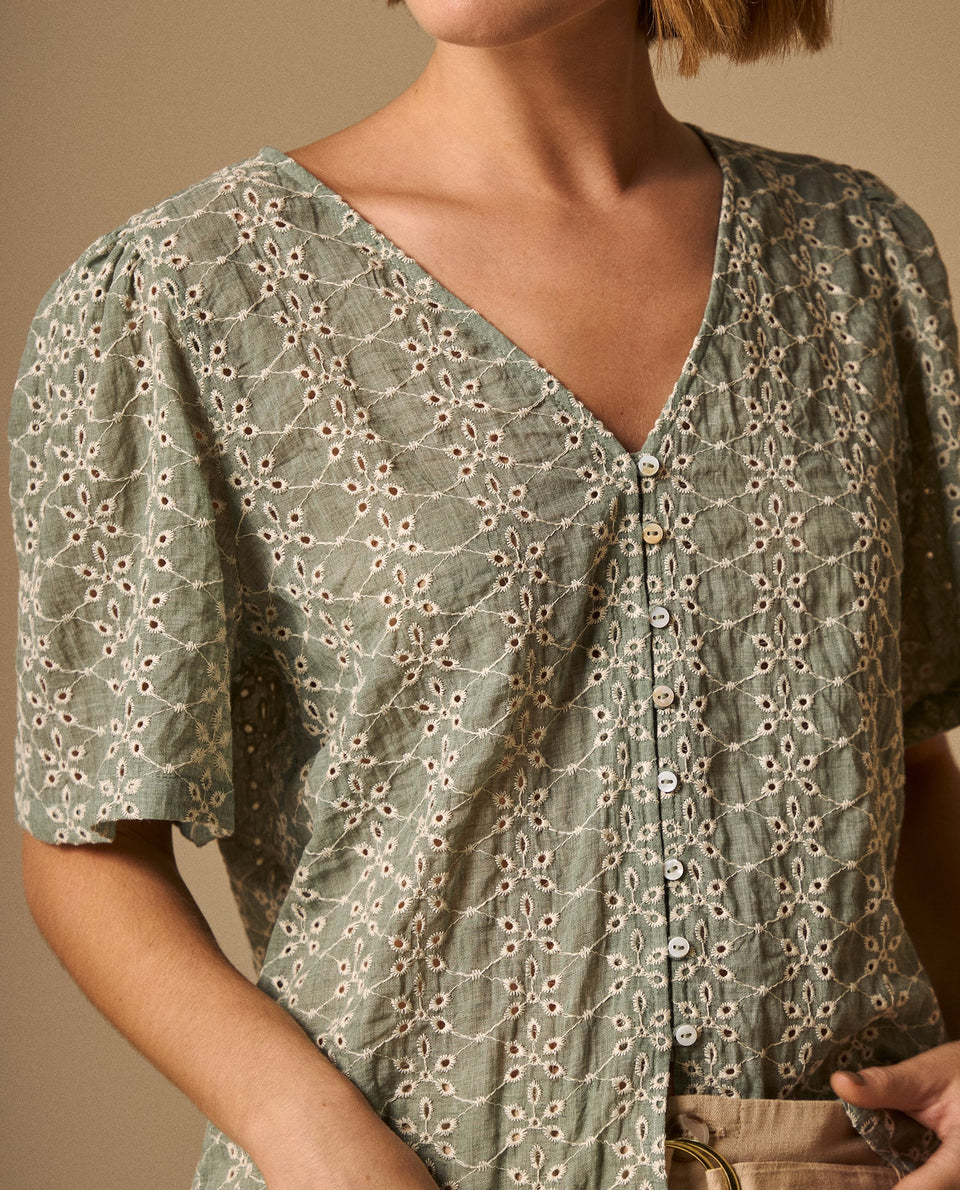 Camisa Bordada con Detalles Artesanales - Verde 34_619G046_VER176009_3