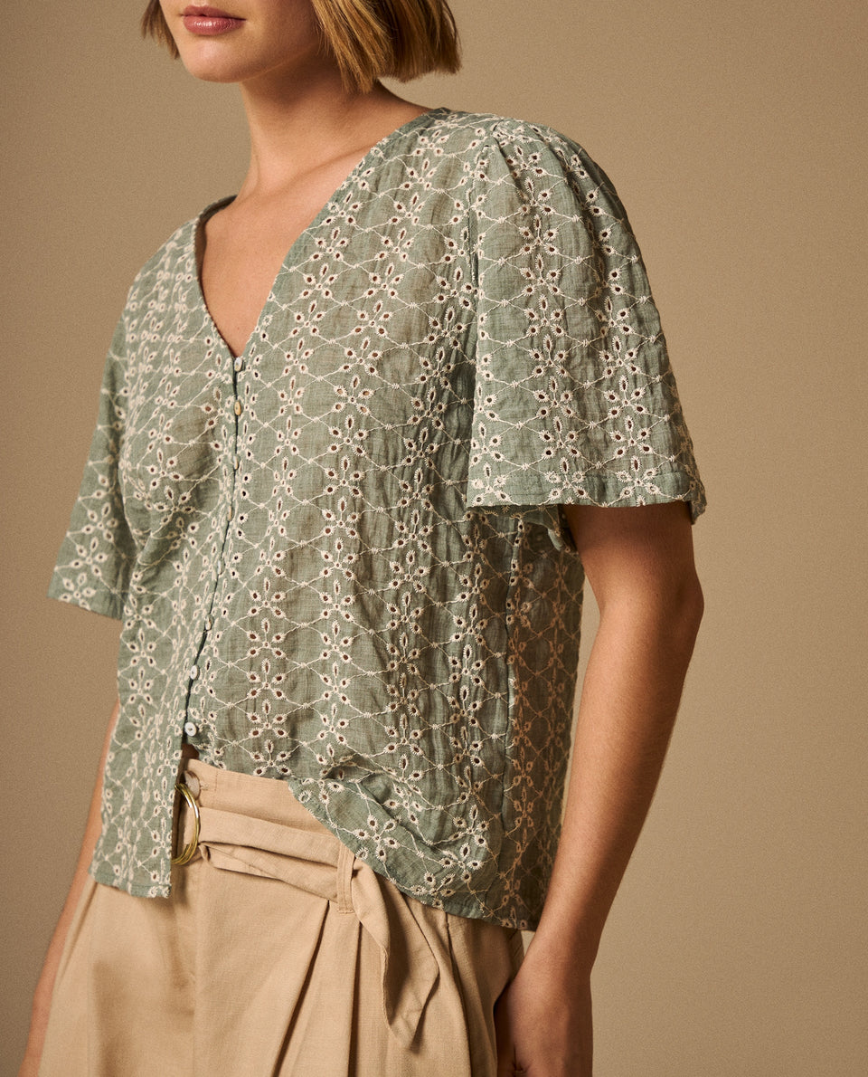 Camisa Bordada con Detalles Artesanales - Verde 34_619G046_VER176009_4