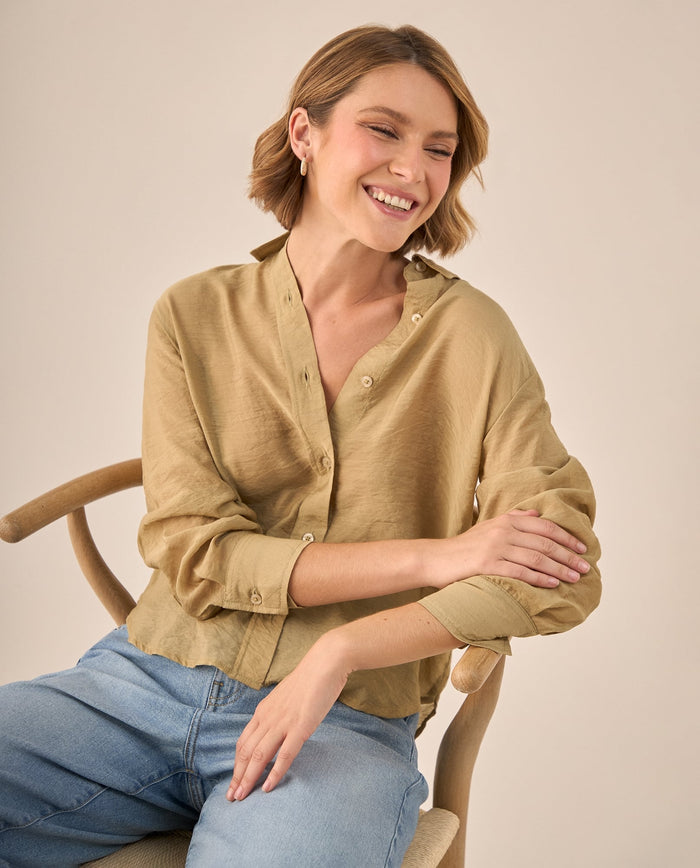 Camisa Beige Oversized con Cuello Camisero - Beige 34_619G048_BEI161110_3