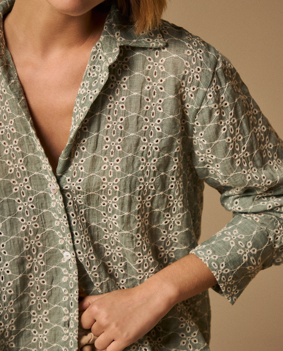 Camisa con Bordado Inglés Calado - Verde 34_619G050_VER176009_4
