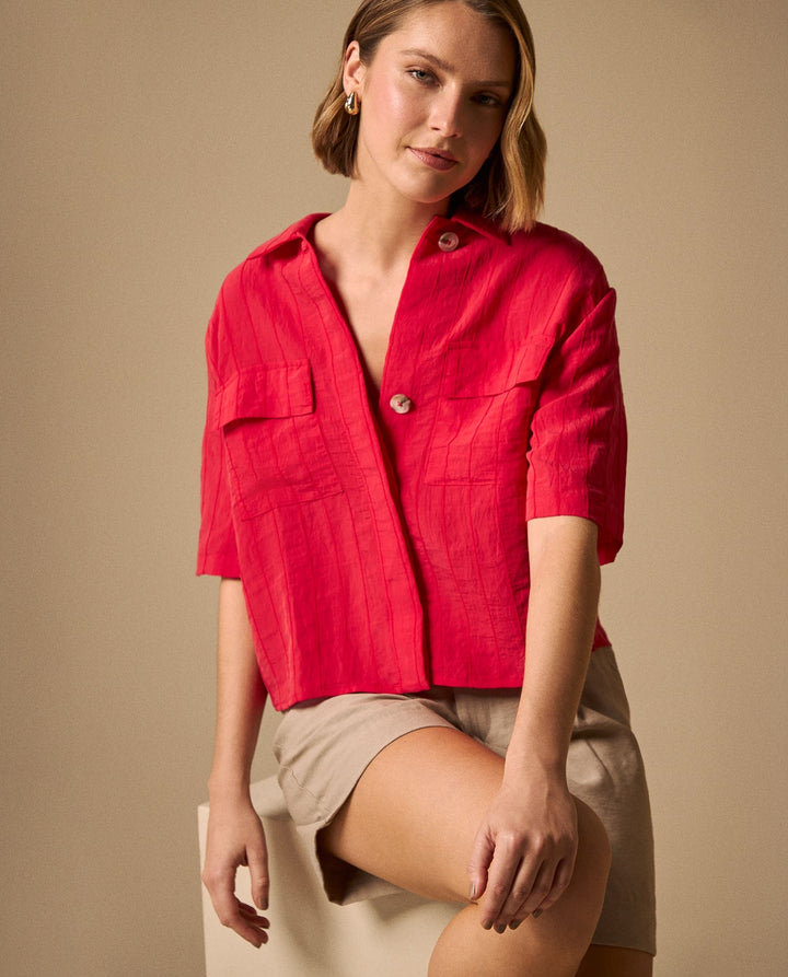 Camisa Textura Crinkle - Rojo 34_619G057_ROJ181653_0