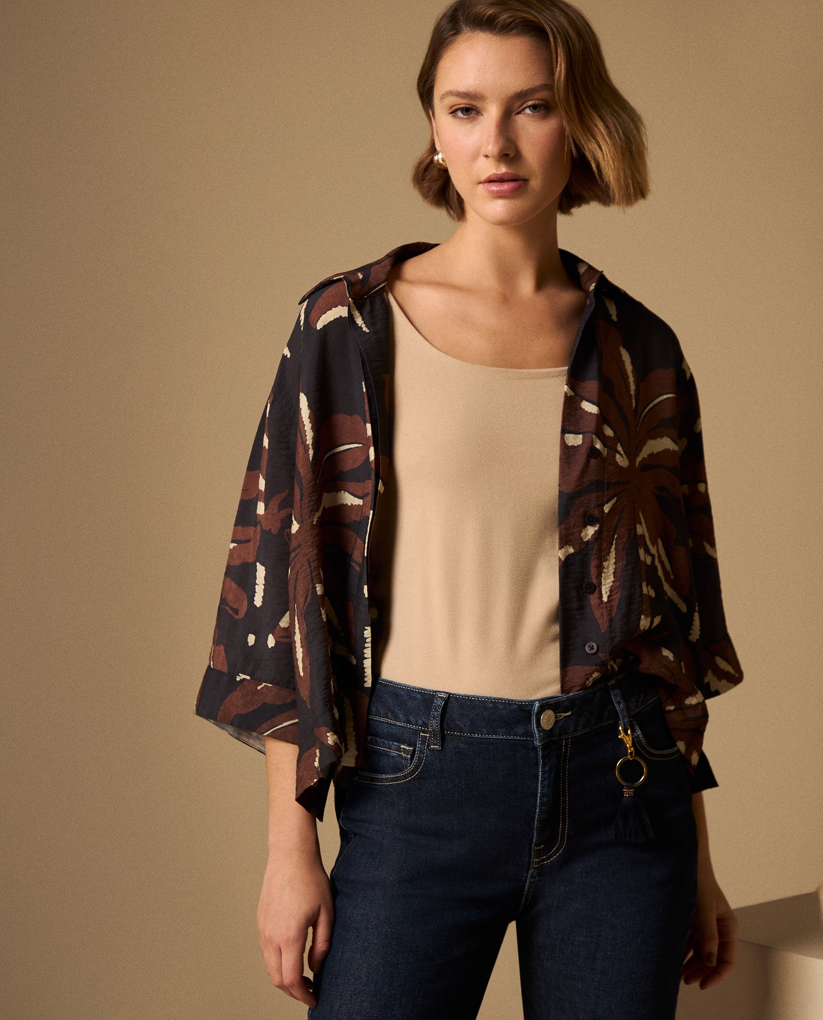 Camisa Estampada Hojas Tropicales - Azul 34_619G063_AZU193922_0