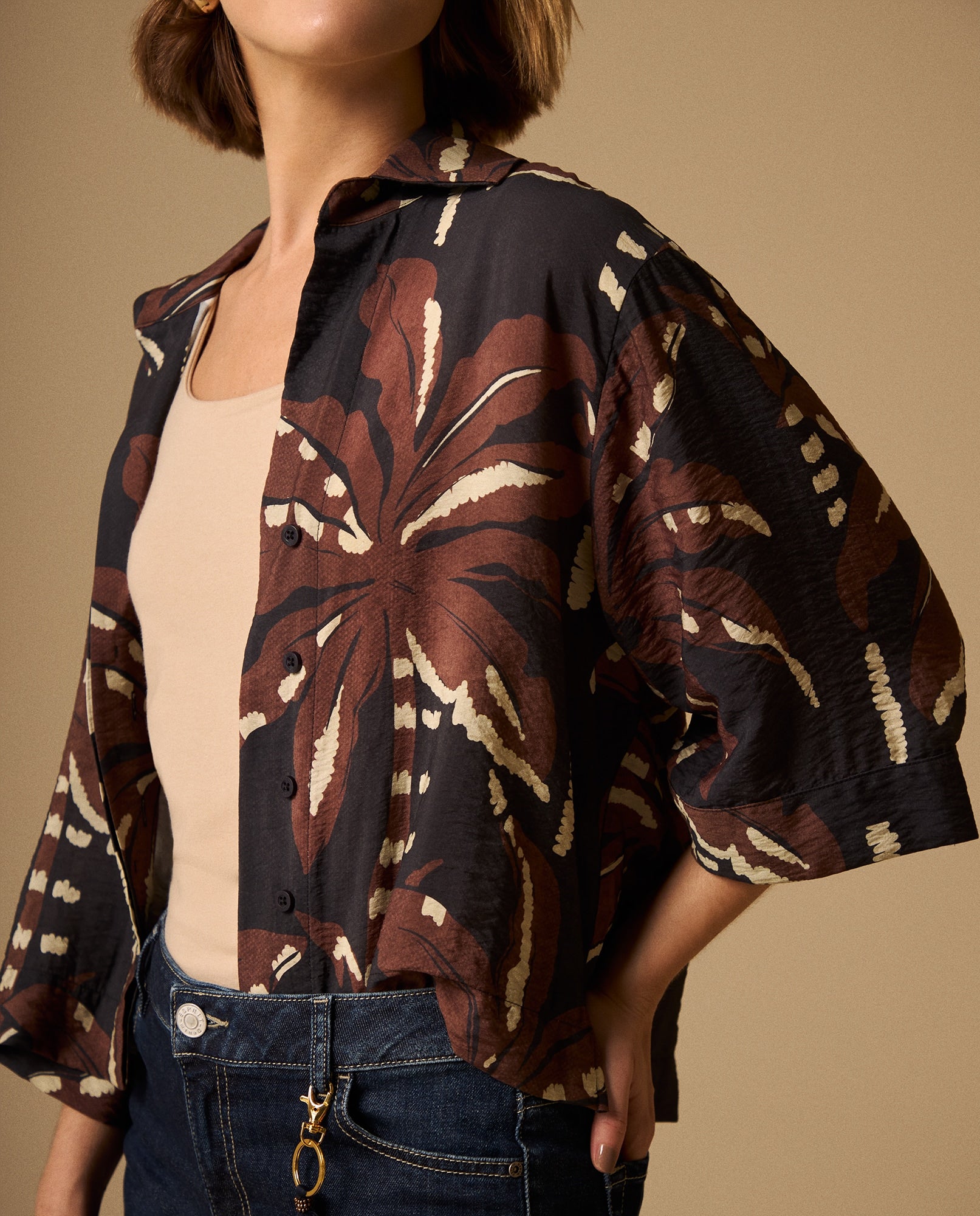 Camisa Estampada Hojas Tropicales - Azul 34_619G063_AZU193922_3