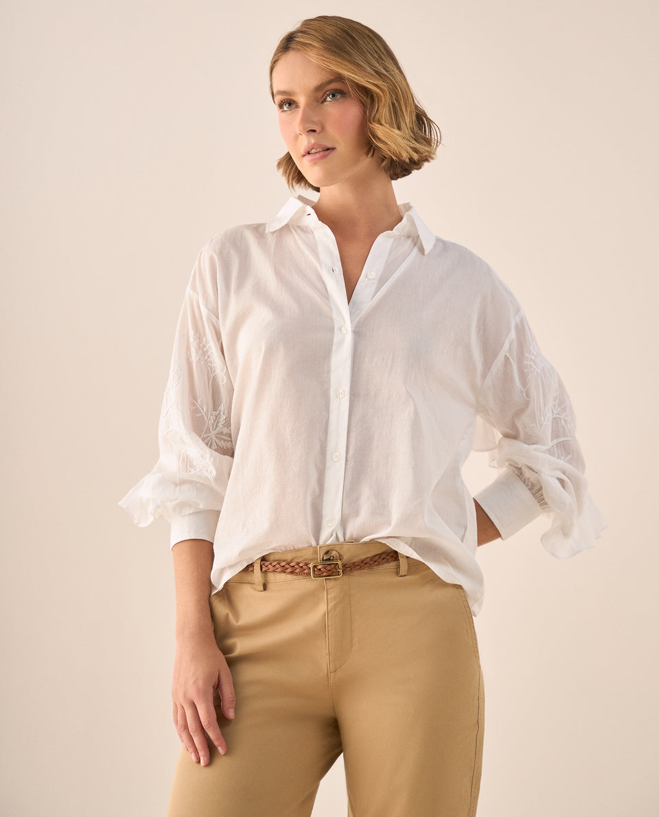 Camisa Blanca con Bordados Florales Artesanales - Crudo 34_619G204_CRU110105_3