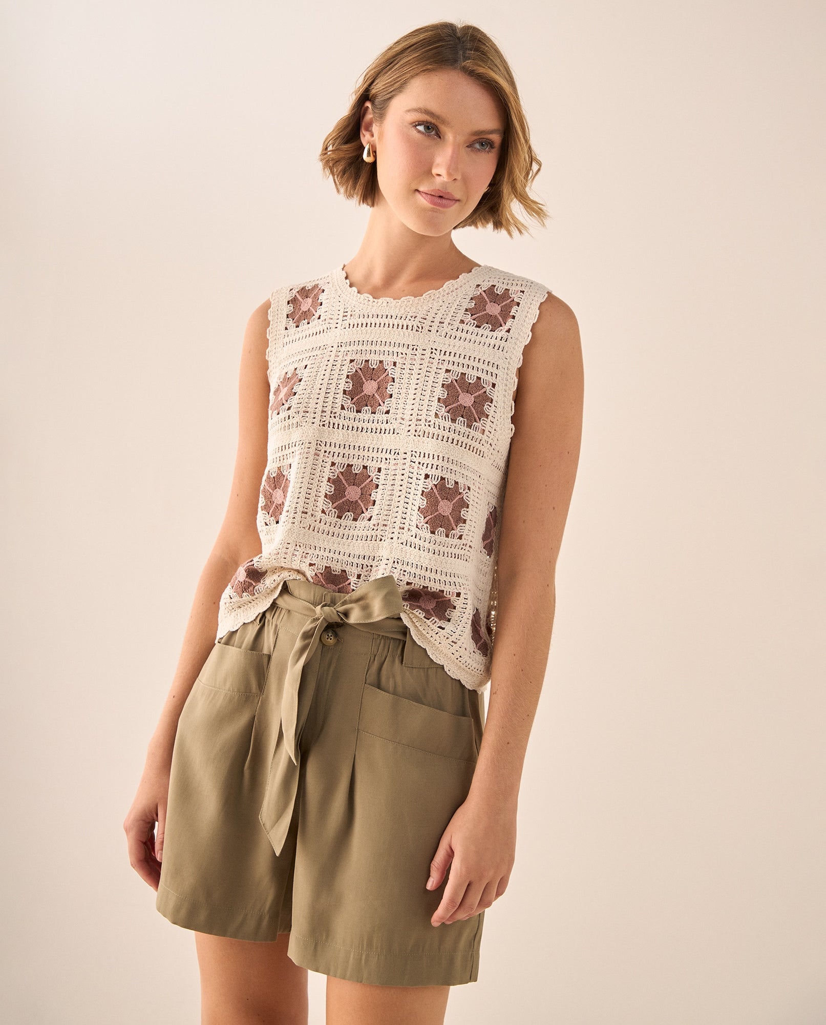 Camisa Crochet Artesanal con Cuadros Florales - Crudo 34_619G211_CRU134403_3
