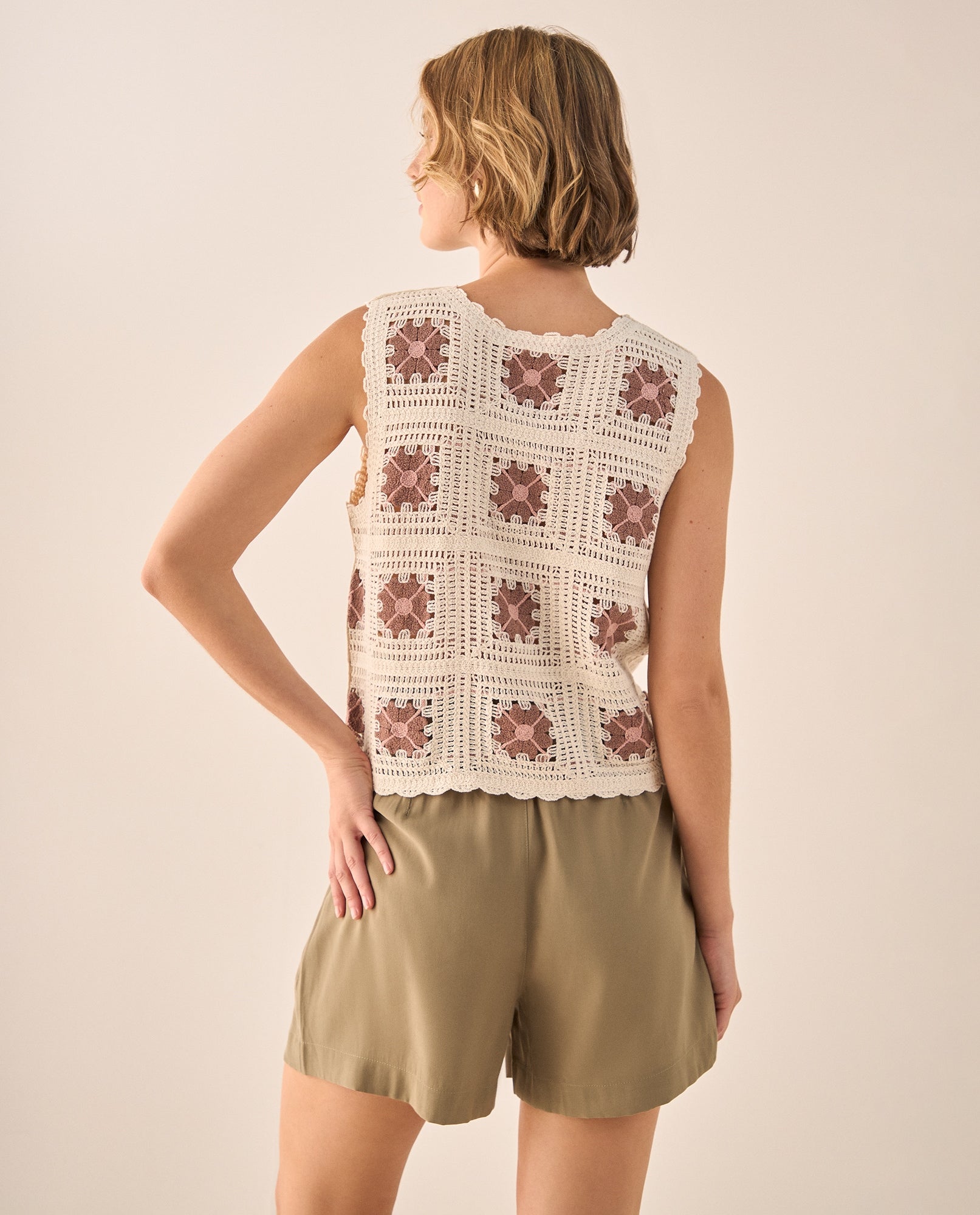 Camisa Crochet Artesanal con Cuadros Florales - Crudo 34_619G211_CRU134403_4
