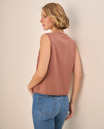 Camisa Bordada con Lazos Café Ladrillo - Café