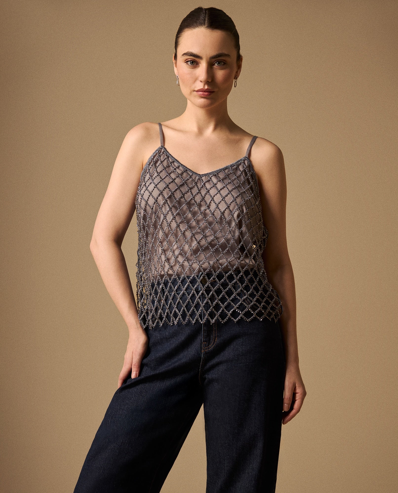 Top Bordado Geométrico con Lentejuelas - Gris 34_619G220_GRI134303_3