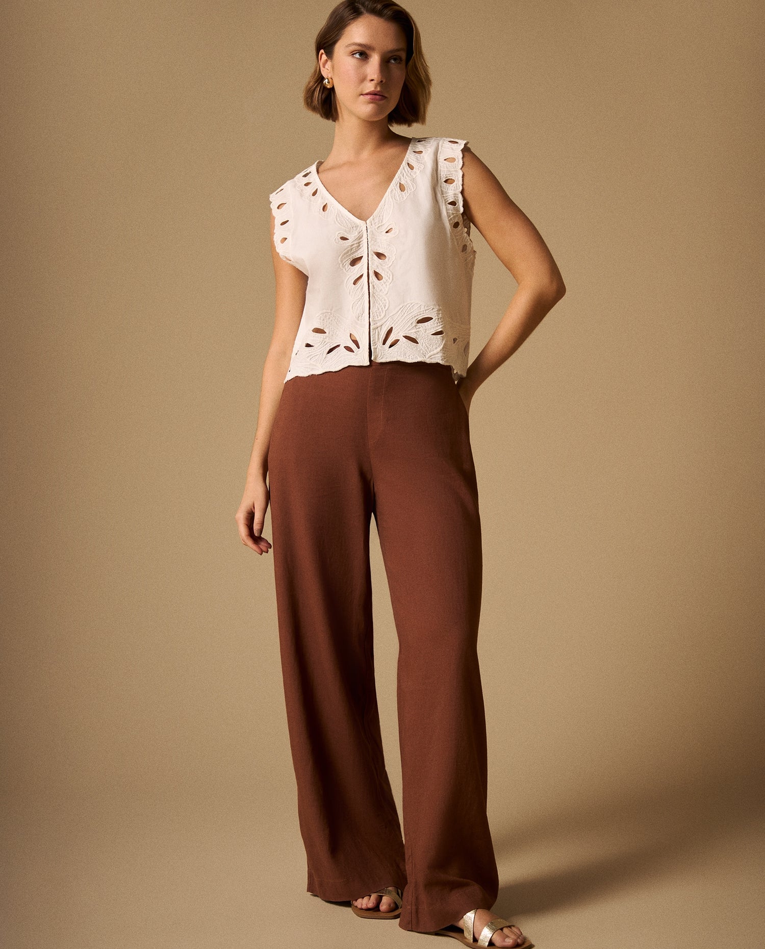 Camisa Blanca con Bordados Calados Artesanales - Crudo