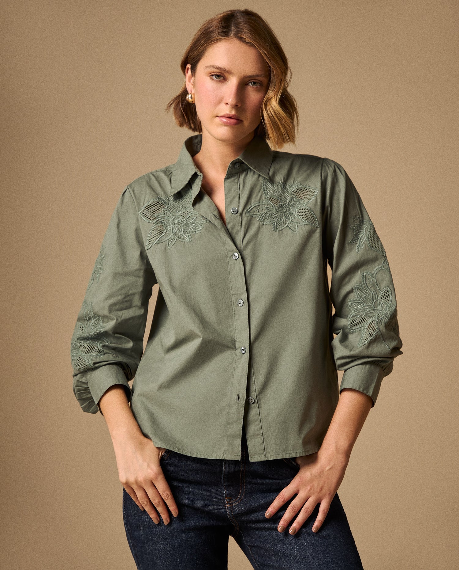 Camisa M/Larga Cuello Redondo - Verde