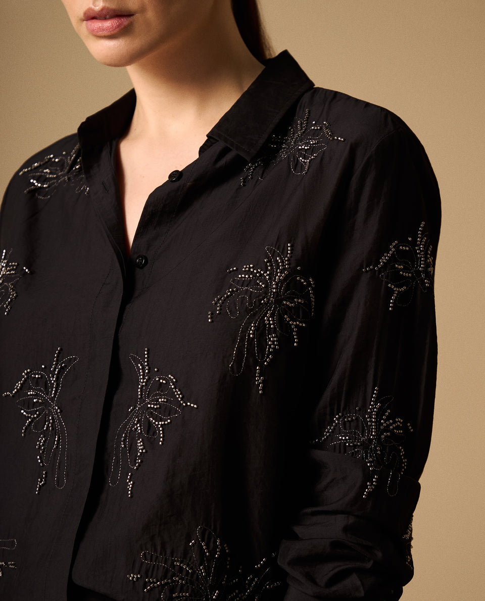 Camisa Negra con Bordados de Lentejuelas - Negro 34_619G252_NEG190303_3
