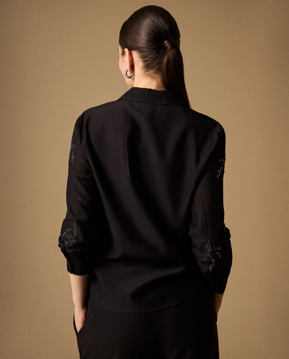 Camisa Negra con Bordados de Lentejuelas - Negro 34_619G252_NEG190303_4