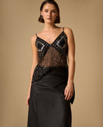 Camisa Negra con Lentejuelas y Transparencias - Negro