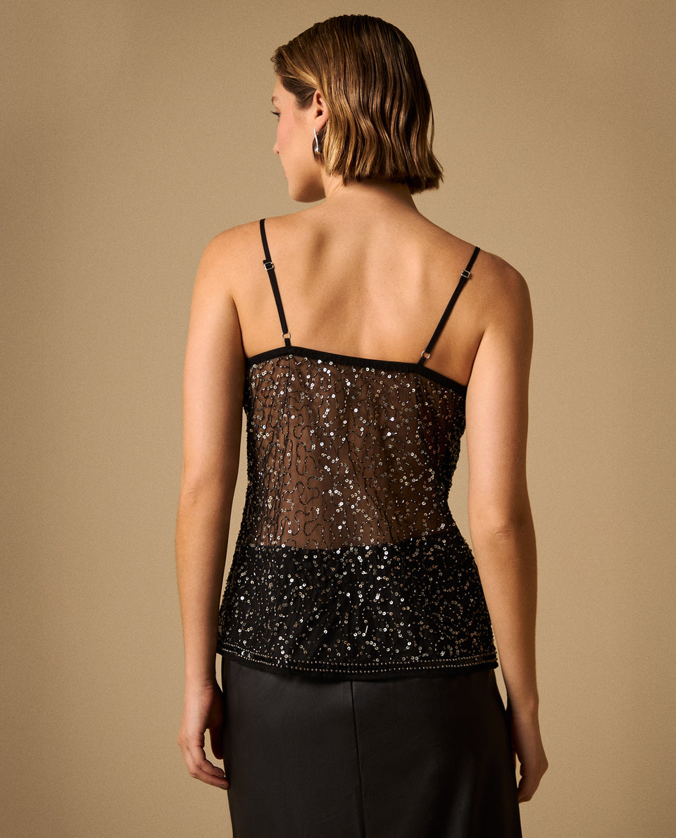 Camisa Negra con Lentejuelas y Transparencias - Negro 34_619G254_NEG190303_4
