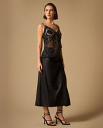 Camisa Negra con Lentejuelas y Transparencias - Negro
