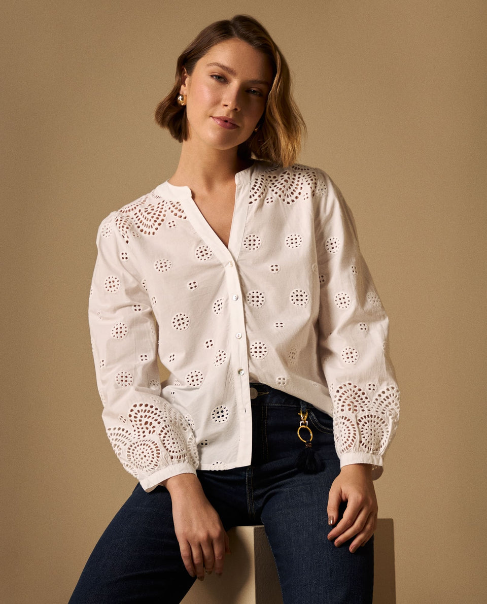 Camisa Blanca con Bordados Ingleses - Crudo 34_619G261_CRU144500_3
