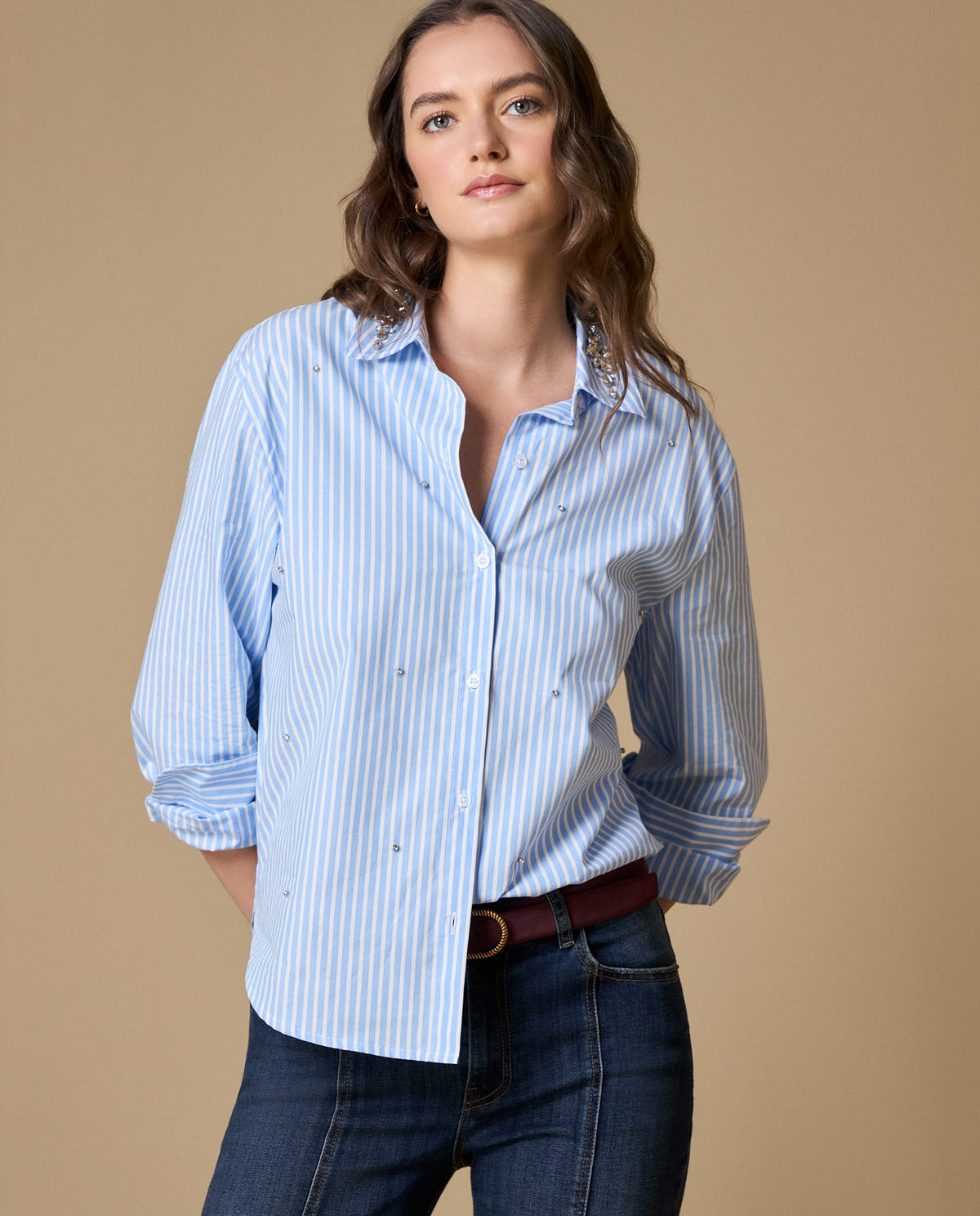 Camisa manga larga rayas popelina - Azul 34_619H017_AZU164020_0