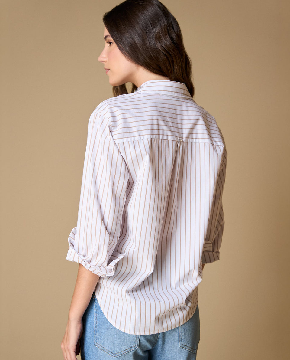 Camisa manga larga rayas popelina - Beige 34_619H017_BEI161212_5