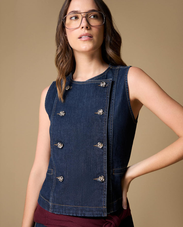 Camisa en denim manga sisa - Azul 34_619H021_AZU193933_0