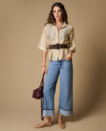 Camisa bordada manga corta - Beige 34_619H030_BEI131105_0