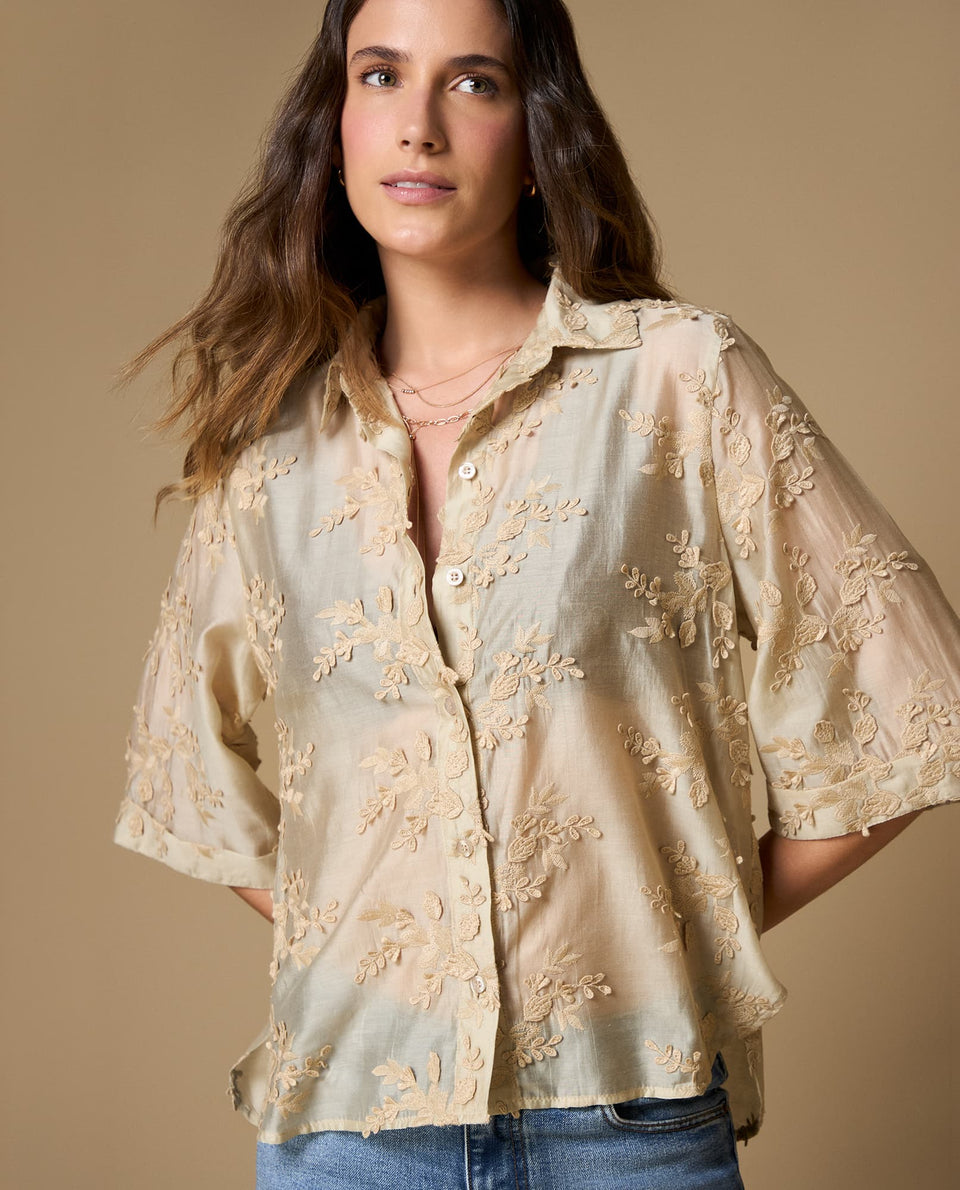 Camisa bordada manga corta - Beige 34_619H030_BEI131105_4
