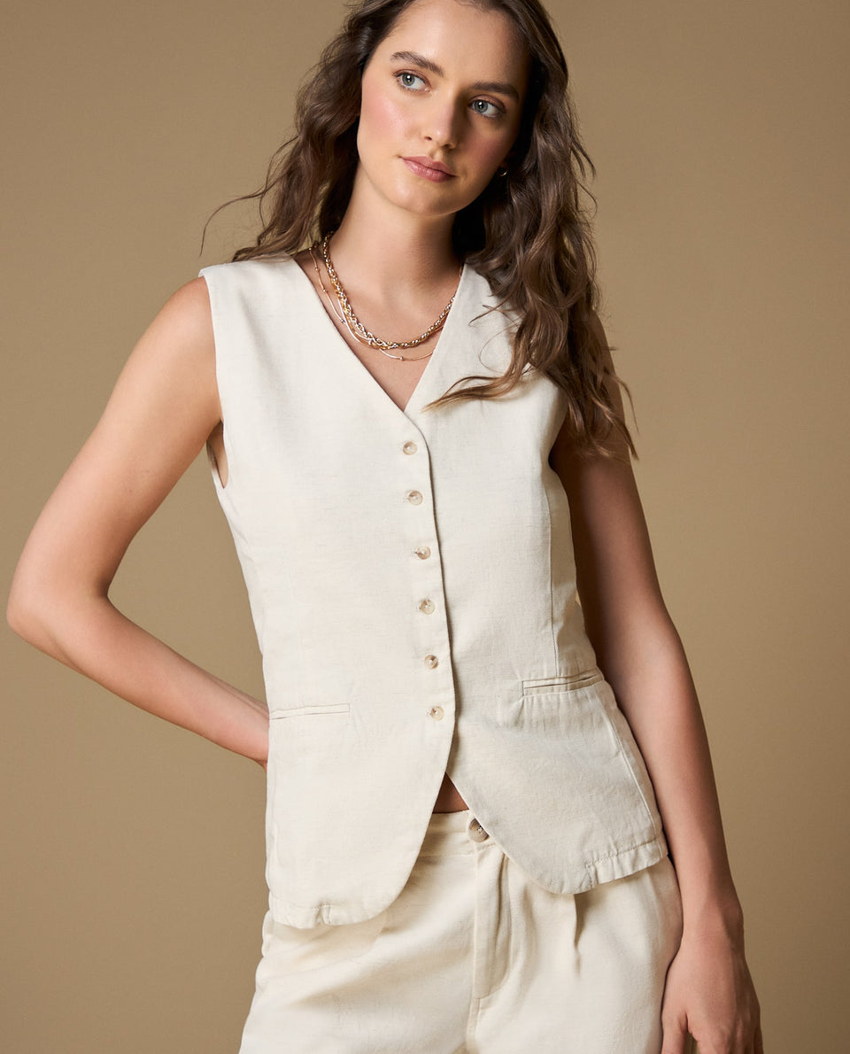 Camisa manga sisa cuello V - Crudo 34_619H032_CRU114201_3