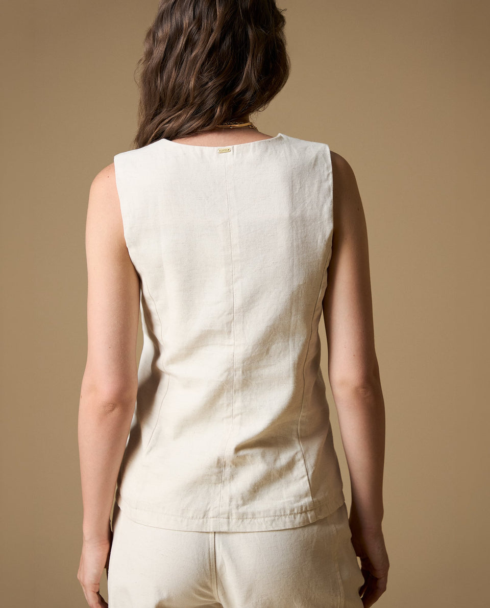 Camisa manga sisa cuello V - Crudo 34_619H032_CRU114201_5