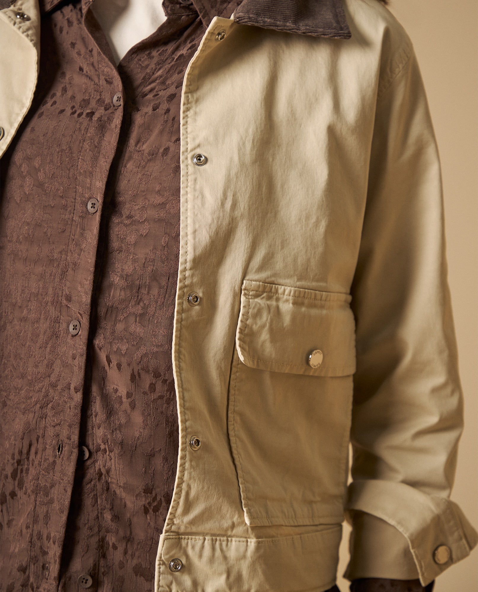 Chaqueta de largo medio en algodón con elastano - Blanco 34_621H001_BLA110601_4