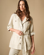 Chaqueta con cinturón ajustable largo medio - Blanco