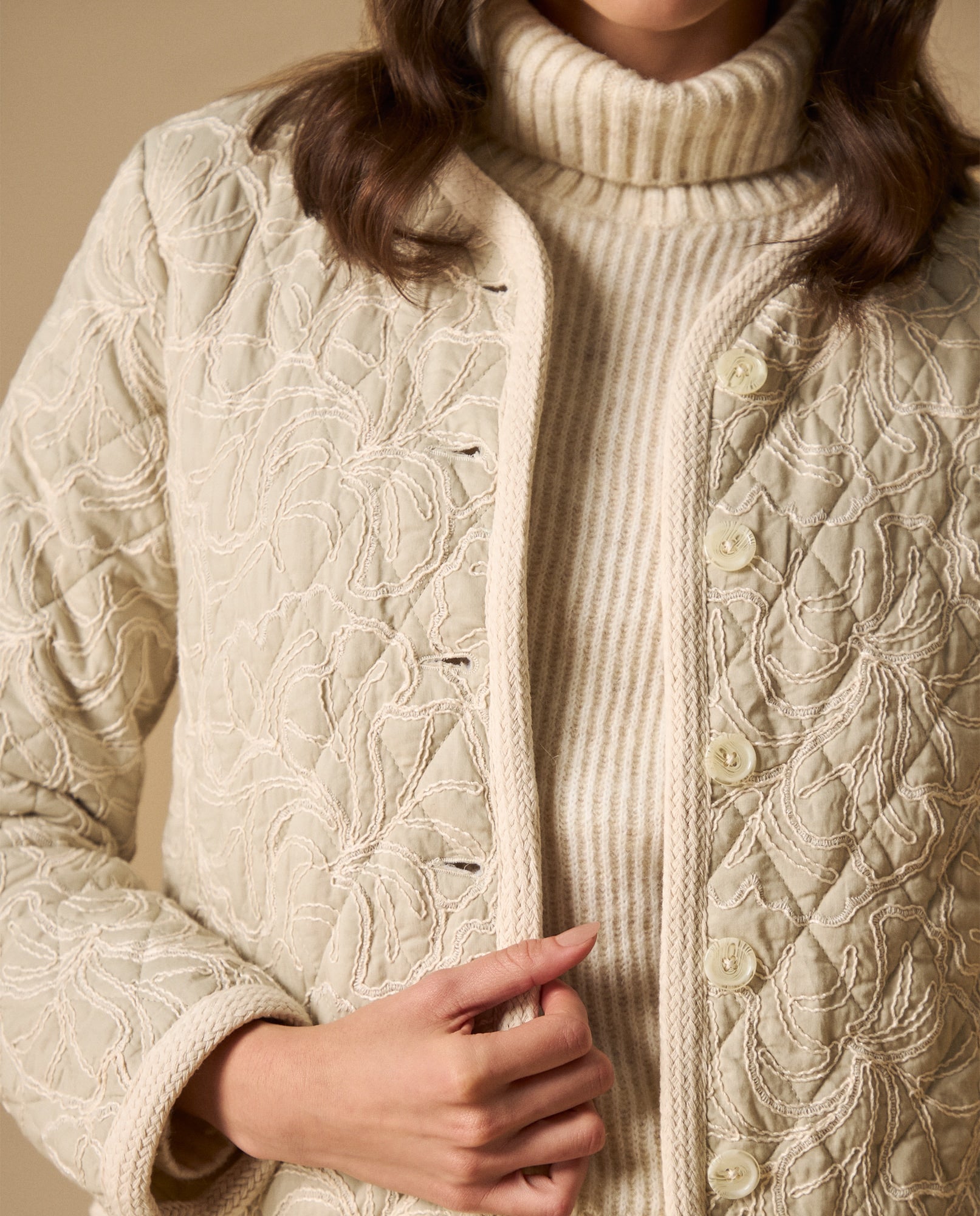 Chaqueta corta acolchada con estampado continuo - Verde 34_621H200_VER170208_3