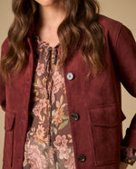 Chaqueta textura tipo ante largo medio - Rojo