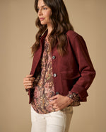 Chaqueta textura tipo ante largo medio - Rojo