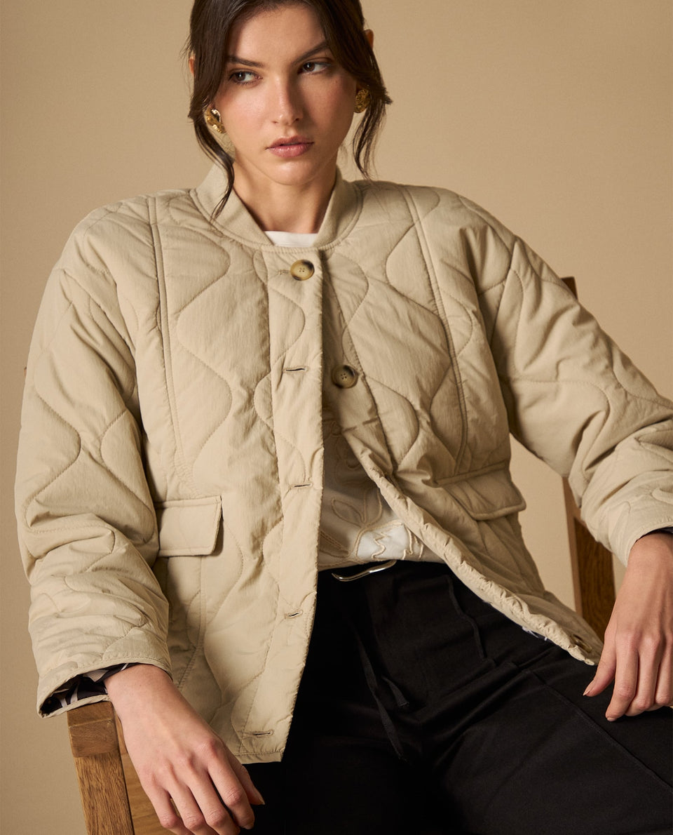 Chaqueta acolchada silueta abullonada - Beige 34_621H220_BEI130607_3
