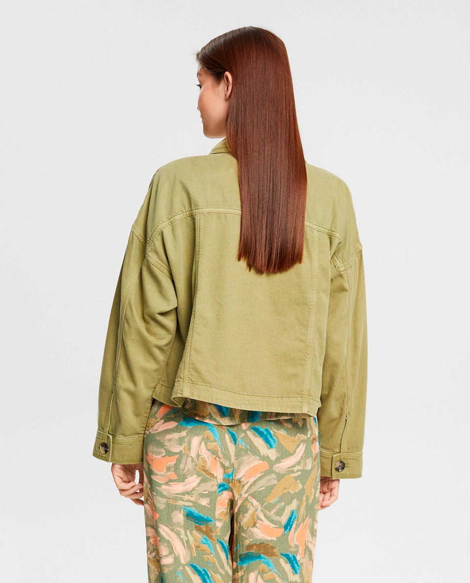 Chaqueta con bolsillos de parche para mujer - Verde 34_622E715_101200_4