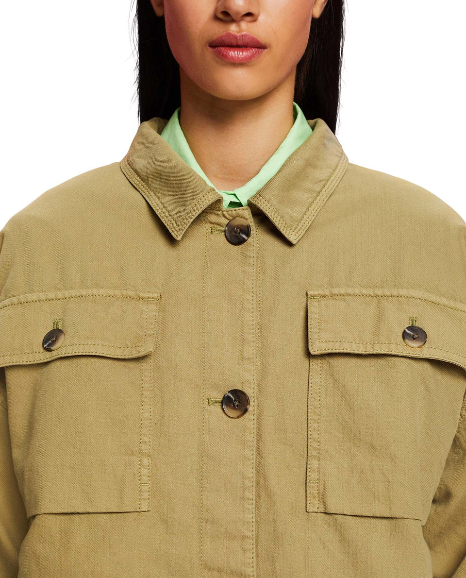 Chaqueta con bolsillos de parche para mujer - Verde 34_622E715_101200_5